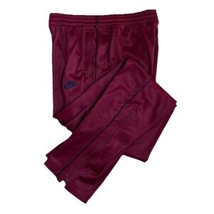 Vintage Nike‎ Jogger Pants Maroon Blue Stripe Nylon Zip Ankle 90s Made In Japan